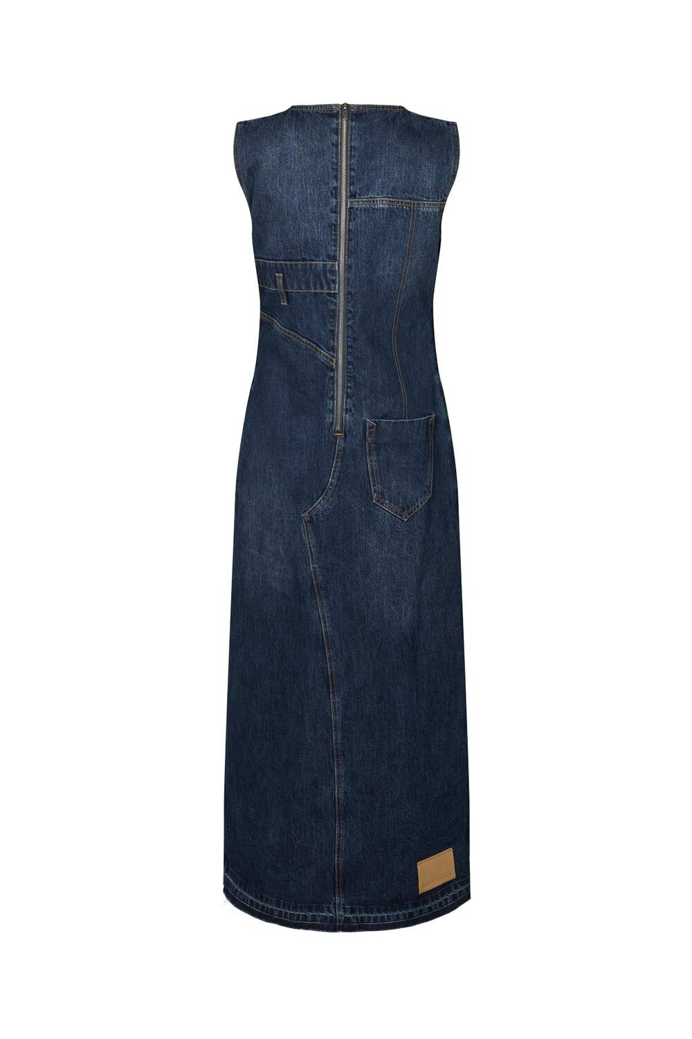 Inette lang denimkjole - Dark Washed Indigo